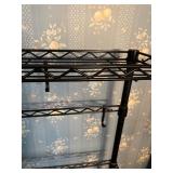 Metal Wire Kitchen Utility Rack with Hooks and Wood Shelf Top Metal Wire Kitchen Utility Rack with Hooks and Wood Shelf Top