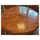 Round Wood Dining Table with Glass Top and 5 Chairs Round Wood Dining Table with Glass Top and 5 Chairs