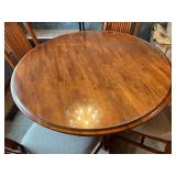 Round Wood Dining Table with Glass Top and 5 Chairs Round Wood Dining Table with Glass Top and 5 Chairs