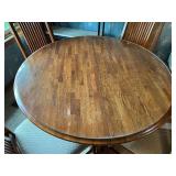 Round Wood Dining Table with Glass Top and 5 Chairs Round Wood Dining Table with Glass Top and 5 Chairs