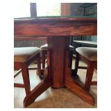 Round Wood Dining Table with Glass Top and 5 Chairs Round Wood Dining Table with Glass Top and 5 Chairs