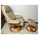 Fjords Tan Leather Recliner Chair with Ottoman Fjords Tan Leather Recliner Chair with Ottoman