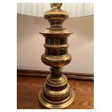 Pair of Vintage Brass Table Lamps with Pleated Shades Pair of Vintage Brass Table Lamps with Pleated Shades