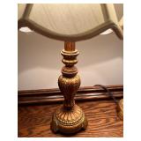 Pair of Ornate Table Lamps with Fabric Shades Pair of Ornate Table Lamps with Fabric Shades