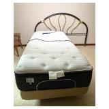 Metal Headboard with Gold Accents and Beautyrest Silver Twin XL Adjustable Bed with Mattress and Easy Rest Remote Metal Headboard with Gold Accents and Beautyrest Silver Twin XL Adjustable Bed with Mattress and Easy Rest Remote