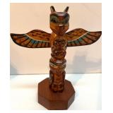 Carved Wolf Mask and Alaskan Raven Totem Native American Style Decor Set Carved Wolf Mask and Alaskan Raven Totem Native American Style Decor Set