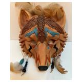 Carved Wolf Mask and Alaskan Raven Totem Native American Style Decor Set Carved Wolf Mask and Alaskan Raven Totem Native American Style Decor Set