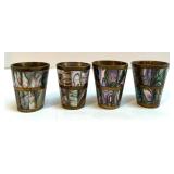Set of 4 Abalone Inlay Shot Glasses with Clear Glass Elephant Figurine Set of 4 Abalone Inlay Shot Glasses with Clear Glass Elephant Figurine