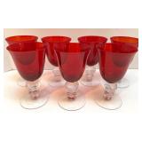 Set of 7 Red Stemmed Wine Glasses with Clear Ball Bases Set of 7 Red Stemmed Wine Glasses with Clear Ball Bases