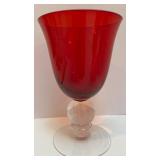 Set of 7 Red Stemmed Wine Glasses with Clear Ball Bases Set of 7 Red Stemmed Wine Glasses with Clear Ball Bases