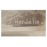 J. Hardelin Signed Metallic Forest Scene Framed Artwork J. Hardelin Signed Metallic Forest Scene Framed Artwork
