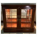 Pulaski Oak Console Cabinet with Leaded Glass Doors Pulaski Oak Console Cabinet with Leaded Glass Doors