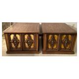 Pair of Vintage Mid Century Wooden End Tables with Storage Doors Pair of Vintage Mid Century Wooden End Tables with Storage Doors