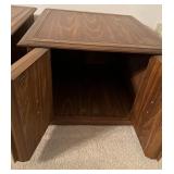 Pair of Vintage Mid Century Wooden End Tables with Storage Doors Pair of Vintage Mid Century Wooden End Tables with Storage Doors