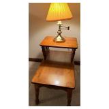 Vintage Swivel Armchair, Table Lamp and Baumritter Two-Tier Side Table Vintage Swivel Armchair, Table Lamp and Baumritter Two-Tier Side Table