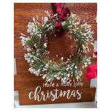 Holiday Decor Collection with Christmas Sign, Artificial Poinsettias, Ornaments, and Angel Figure Holiday Decor Collection with Christmas Sign, Artificial Poinsettias, Ornaments, and Angel Figure