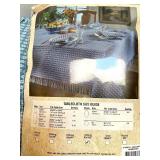 Set of 3 Woven Oblong Tablecloths, Blue Pattern, 1 Sealed Set of 3 Woven Oblong Tablecloths, Blue Pattern, 1 Sealed