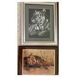 Collection of Framed Tiger Art Prints and Decorative Plates Collection of Framed Tiger Art Prints and Decorative Plates