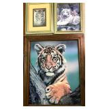 Collection of Framed Tiger Art Prints and Decorative Plates Collection of Framed Tiger Art Prints and Decorative Plates