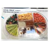 3 Piece Glass Serveware Set: Cake Plate, Trifle Bowl, and 8-Piece Oval Tray 3 Piece Glass Serveware Set: Cake Plate, Trifle Bowl, and 8-Piece Oval Tray