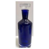 Set of 4 Blue Glass Vases and Cobalt Blue Decanter with Stopper Set of 4 Blue Glass Vases and Cobalt Blue Decanter with Stopper