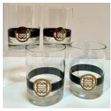 Set of 4 Vintage Mid Century Style Lowball Glasses with Black and Gold Decorative Band Set of 4 Vintage Mid Century Style Lowball Glasses with Black and Gold Decorative Band