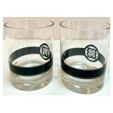 Set of 4 Vintage Mid Century Style Lowball Glasses with Black and Gold Decorative Band Set of 4 Vintage Mid Century Style Lowball Glasses with Black and Gold Decorative Band