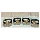 Set of 4 Vintage Mid Century Style Lowball Glasses with Black and Gold Decorative Band Set of 4 Vintage Mid Century Style Lowball Glasses with Black and Gold Decorative Band