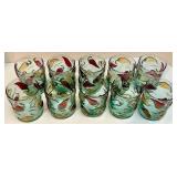 Hand-Blown Glass Pitcher and 10 Chili Pepper Tumblers Set Hand-Blown Glass Pitcher and 10 Chili Pepper Tumblers Set