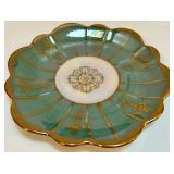 Set of 8 Hand Painted Vintage Fan Crest Teacups and Saucers Iridescent with Gold Trim Set of 8 Hand Painted Vintage Fan Crest Teacups and Saucers Iridescent with Gold Trim