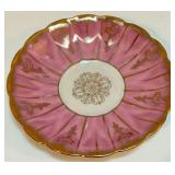 Set of 8 Hand Painted Vintage Fan Crest Teacups and Saucers Iridescent with Gold Trim Set of 8 Hand Painted Vintage Fan Crest Teacups and Saucers Iridescent with Gold Trim