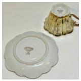 Set of 8 Hand Painted Vintage Fan Crest Teacups and Saucers Iridescent with Gold Trim Set of 8 Hand Painted Vintage Fan Crest Teacups and Saucers Iridescent with Gold Trim