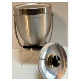 Mid-Century Barware Set with Stainless Ice Bucket, Wooden Snack Trays, and Condiment Server Mid-Century Barware Set with Stainless Ice Bucket, Wooden Snack Trays, and Condiment Server