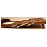 Mid-Century Barware Set with Stainless Ice Bucket, Wooden Snack Trays, and Condiment Server Mid-Century Barware Set with Stainless Ice Bucket, Wooden Snack Trays, and Condiment Server