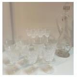 Crystal Decanter with Stopper and 12 Cut Crystal Stemware Glasses Crystal Decanter with Stopper and 12 Cut Crystal Stemware Glasses