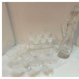 Crystal Decanter with Stopper and 12 Cut Crystal Stemware Glasses Crystal Decanter with Stopper and 12 Cut Crystal Stemware Glasses