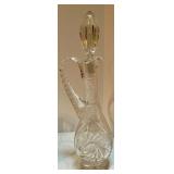 Crystal Decanter with Stopper and 12 Cut Crystal Stemware Glasses Crystal Decanter with Stopper and 12 Cut Crystal Stemware Glasses