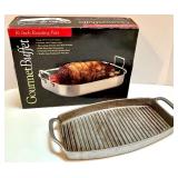 Gourmet Buffet 16 Inch Stainless Steel Roasting Pan with Rack and Cast Aluminum Grill Pan Gourmet Buffet 16 Inch Stainless Steel Roasting Pan with Rack and Cast Aluminum Grill Pan