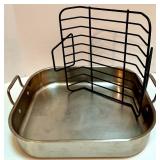 Gourmet Buffet 16 Inch Stainless Steel Roasting Pan with Rack and Cast Aluminum Grill Pan Gourmet Buffet 16 Inch Stainless Steel Roasting Pan with Rack and Cast Aluminum Grill Pan