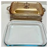 Town Court Silver-Plated Buffet Server with Pyrex Insert and Lid Town Court Silver-Plated Buffet Server with Pyrex Insert and Lid