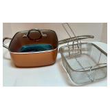 Copper Chef Deep Square Pan with Lid, Fry Basket, and Steamer Rack Copper Chef Deep Square Pan with Lid, Fry Basket, and Steamer Rack