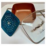 Copper Chef Deep Square Pan with Lid, Fry Basket, and Steamer Rack Copper Chef Deep Square Pan with Lid, Fry Basket, and Steamer Rack