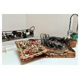 Collection of Woven and Metal Grape Motif Baskets and Trays Collection of Woven and Metal Grape Motif Baskets and Trays