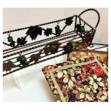 Collection of Woven and Metal Grape Motif Baskets and Trays Collection of Woven and Metal Grape Motif Baskets and Trays