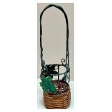 Collection of Woven and Metal Grape Motif Baskets and Trays Collection of Woven and Metal Grape Motif Baskets and Trays