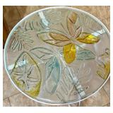 Glass Top Metal Side Table with Leaf and Butterfly Motif Glass Top Metal Side Table with Leaf and Butterfly Motif