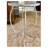 Glass Top Metal Side Table with Leaf and Butterfly Motif Glass Top Metal Side Table with Leaf and Butterfly Motif