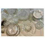 Collection of Vintage Clear Glass Serveware, Bowls, and Decorative Pieces Collection of Vintage Clear Glass Serveware, Bowls, and Decorative Pieces