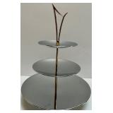 Vintage 3-Tier Chrome and Gold Metal Dessert Stand with Original Box Vintage 3-Tier Chrome and Gold Metal Dessert Stand with Original Box