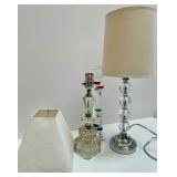 Crystal Table Lamp Pair with Lamp Shades and Galileo Thermometer Crystal Table Lamp Pair with Lamp Shades and Galileo Thermometer